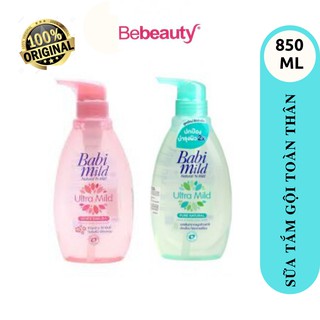 Sữa Tắm Gội Toàn Thân Tinh Khiết, Hương Hoa Anh Đào Cho Bé Babi Mild Pure Natural 850ml
