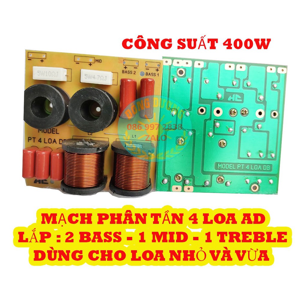 COMBO 2 MẠCH PHÂN TẦN 4 LOA AD - 2 BAS 1 MID 1 TREBLE - PHÂN TẦN 4 ĐƯỜNG TIẾNG