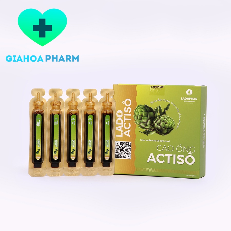 Cao ống Actiso / Atiso Ladophar không đường Lado Actiso  giúp thanh nhiệt, mát gan, giải độc - Hộp 10 ống 10ml