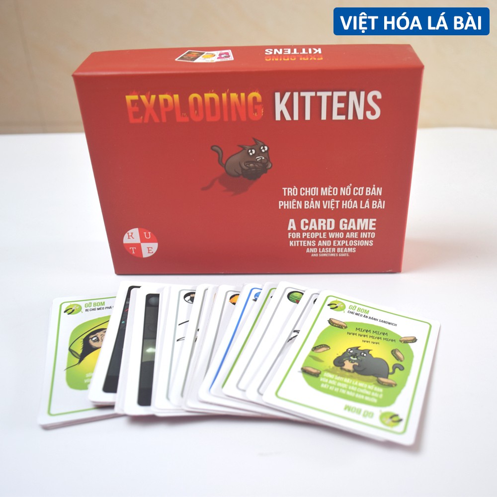 Bài Mèo Nổ Giá Rẻ Việt Hóa Lá Bài 2021 Exploding Kittens 56 Lá Cán Màng Chất Giấy Dày Dặn Rẻ Sập Sàn MEORE