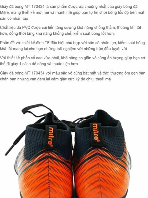 [Xả kho] Giày đá bóng sân cỏ nhân tạo Mitre MT 170434 Sale nhiều màu Chính hãng