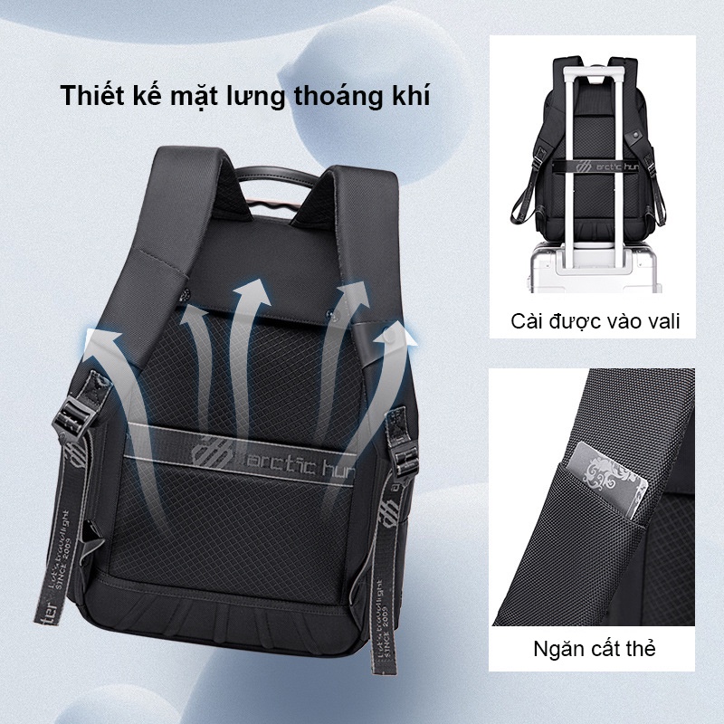 Balo laptop văn phòng cao cấp Arctic Hunter B00499 kiểu dáng thời trang chất liệu vải polyester chống thấm nước