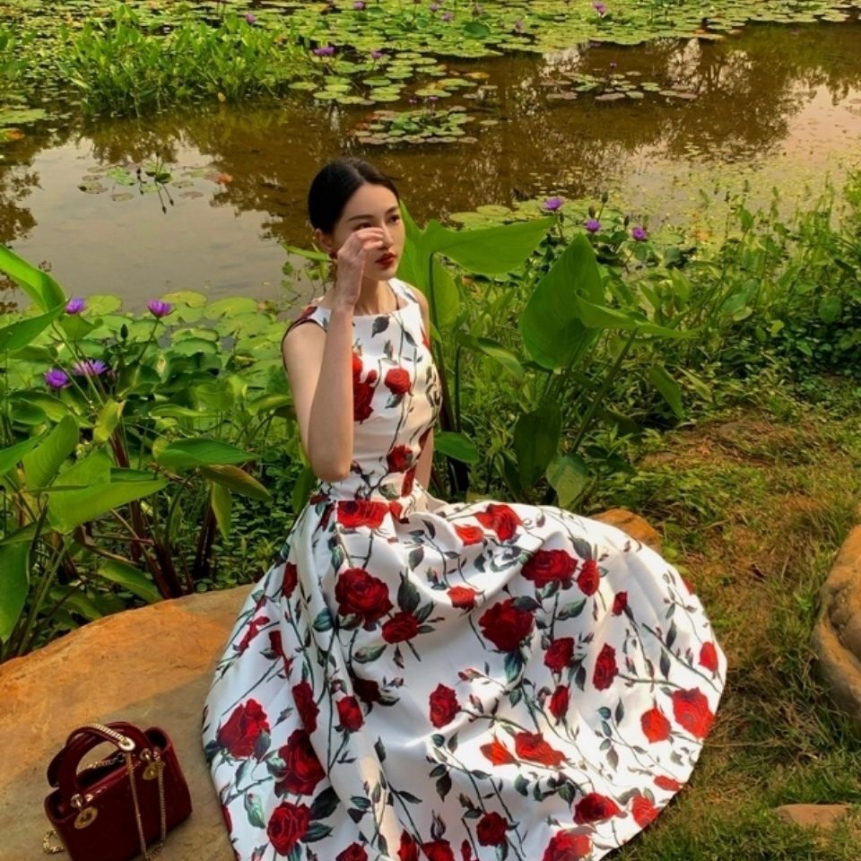 Đầm Công Chúa Chữ A Eo Cao Không Tay Chiết Eo Cao 2022