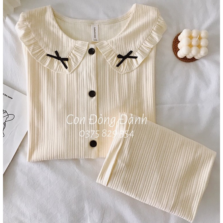 [Mã FL giảm 20k cho đơn 200k] (Ảnh thật) Đồ ngủ pijama dài tay kiểu búp bê kèm nơ xinh Hàn Quốc ullzang DN007 | BigBuy360 - bigbuy360.vn