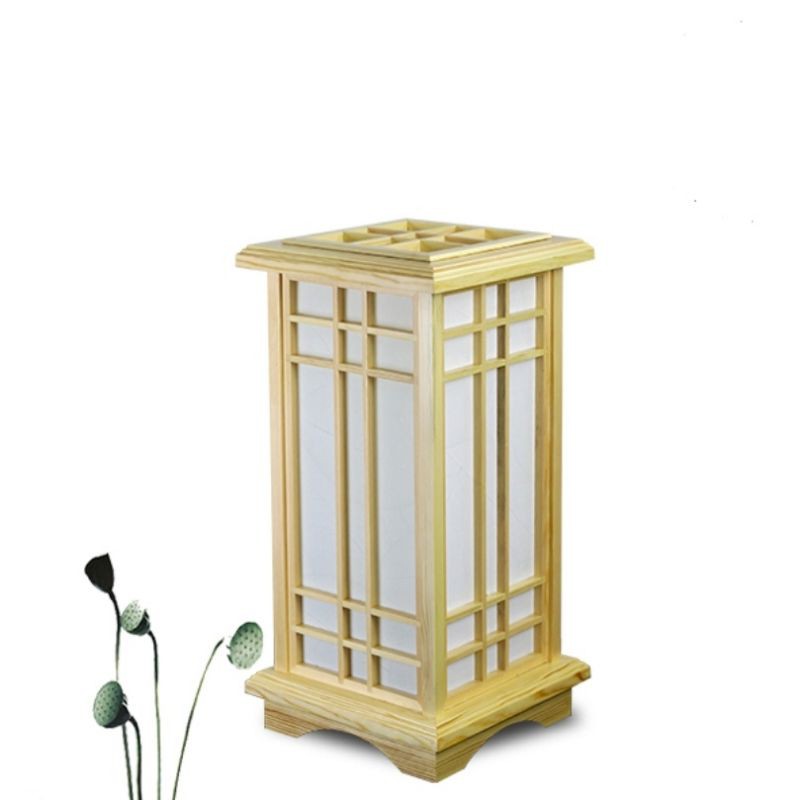 Đèn gỗ Nhật/Trụ đèn khung gỗ phong cách Nhật 45cm