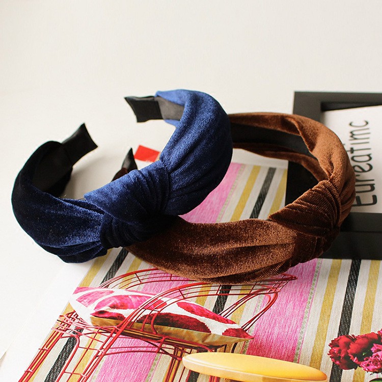 Cài tóc B73 vải lụa thắt nút phong cách retro dễ phối đồ thời trang dành cho nữ