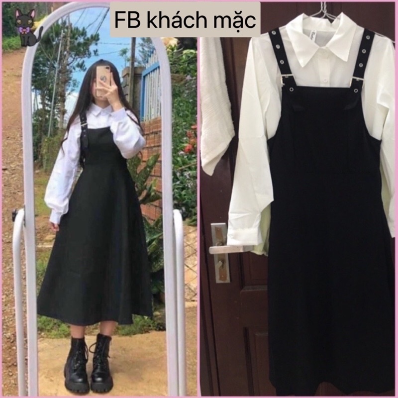 Set áo sơ mi và yếm váy