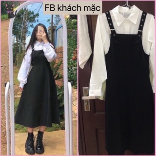 Set áo sơ mi và yếm váy ( kèm hình thật )