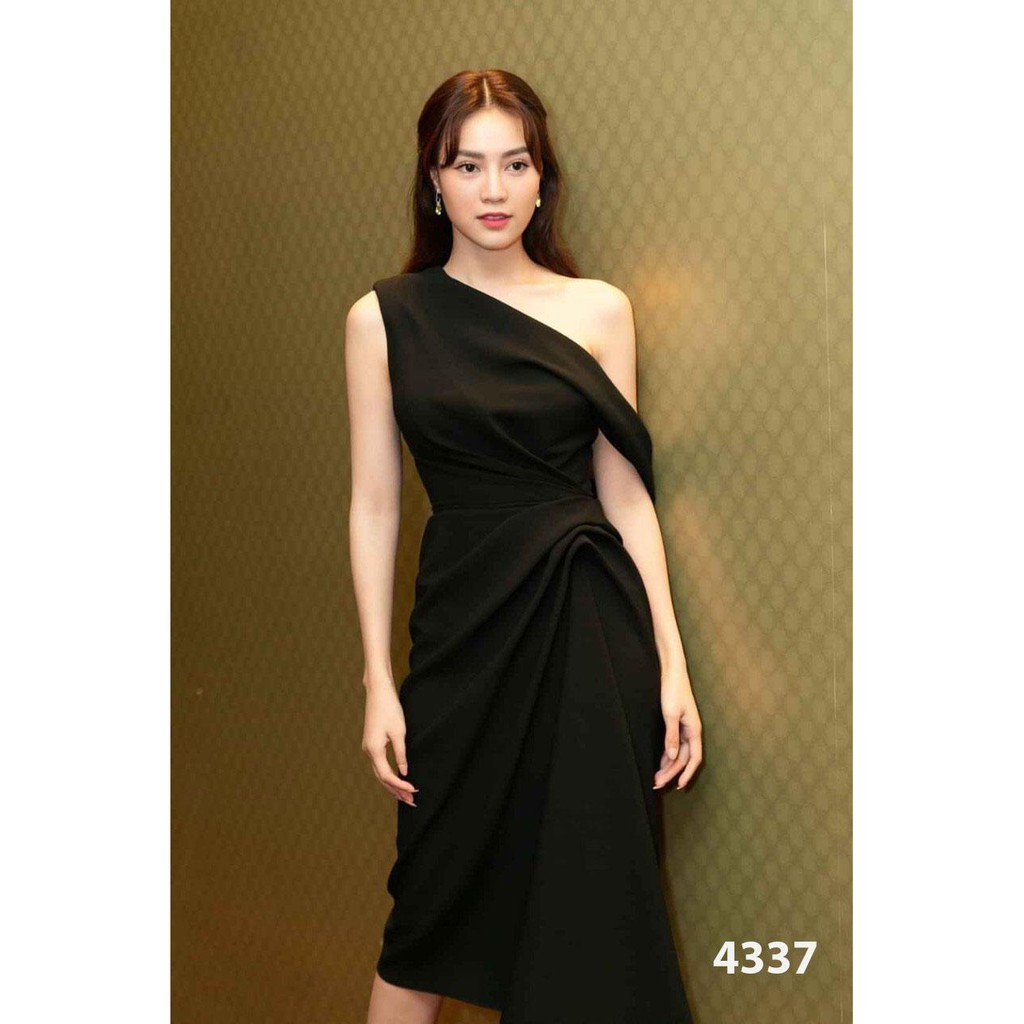 Đầm Ôm Đen Dự Tiệc Lệch Vai Sang Trọng