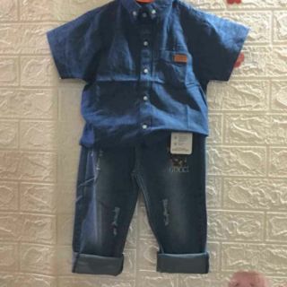 Áo sơ mi quần jean bé trai( cả set)
