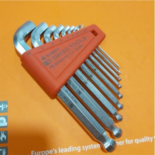 BỘ LỤC GIÁC NGẮN ĐẦU 100° CHỮ L PB SWISS TOOLS 9 CÂY MẠ CHROME PB 2212.H-10