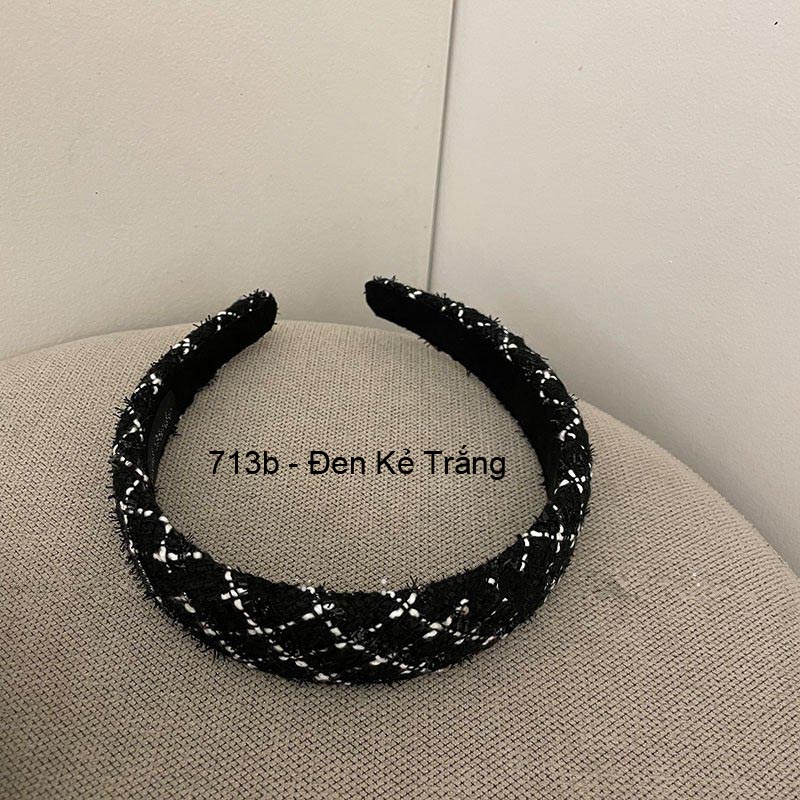 (0713) Băng Đô Bờm Tóc Dạ Tweed Kẻ Sang Trọng Tiểu Thư Hàn Quốc