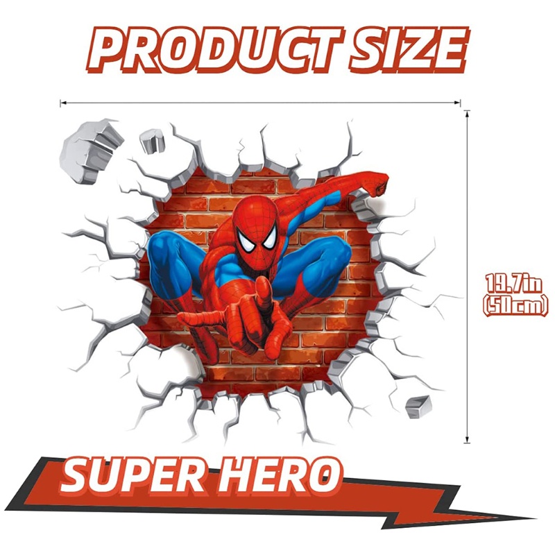 Miếng dán PVC hình anh hùng màu tối trang trí phòng ngủ cho bé trai