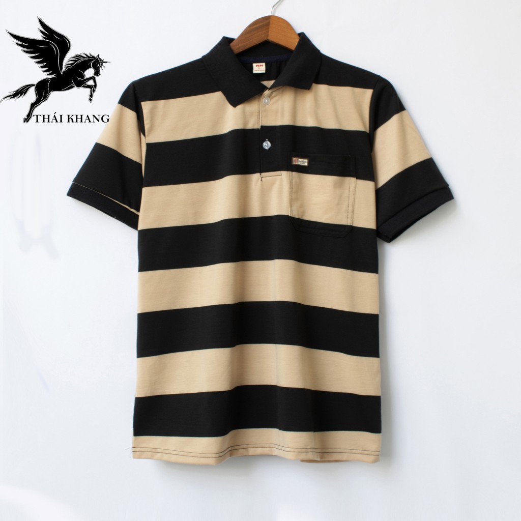 áo thun nam có cổ có túi tay ngắn sọc ngang vải cotton mềm mát giá cực tốt loại áo polo nam | BigBuy360 - bigbuy360.vn