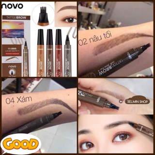 Bút Kẻ Mày Phẩy Sợi Novo 4D Chống Nước - Microshading Liquid Eyebrow - Kẻ Mày Điêu Khắc