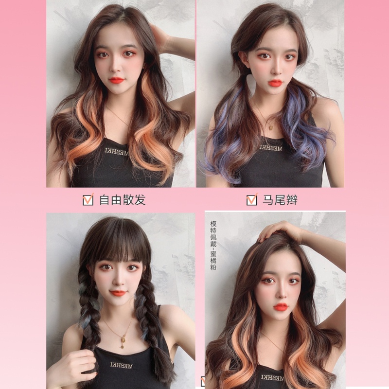 Tóc giả nữ dáng xoăn dài nhiều màu sắc thời trang tùy chọn
