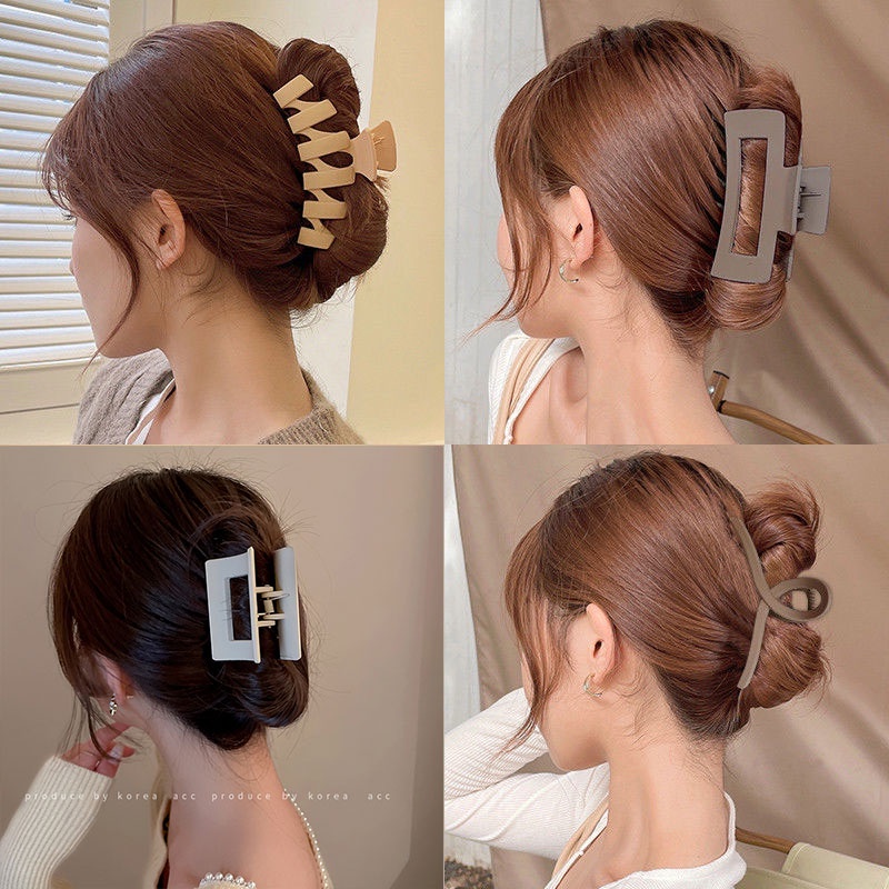 Kẹp Tóc Màu Nâu Bằng Nhựa Acrylic Phong Cách Hàn Quốc Dành Cho Nữ