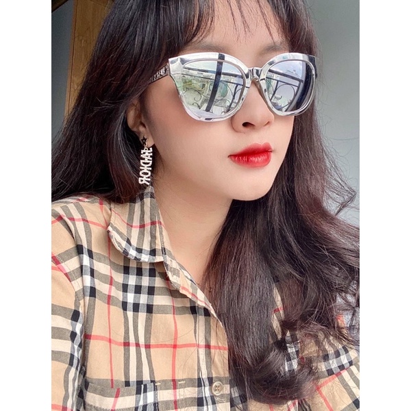 Kính thời trang dior gọng bạc măt tráng gương