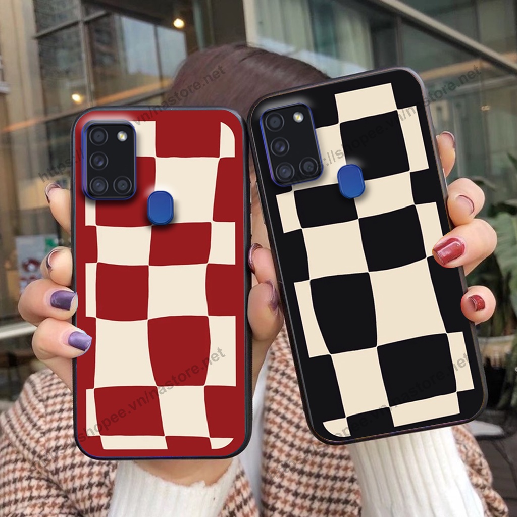 Ốp lưng Samsung A21s mặt cười, họa tiết caro đơn giản đẹp cute