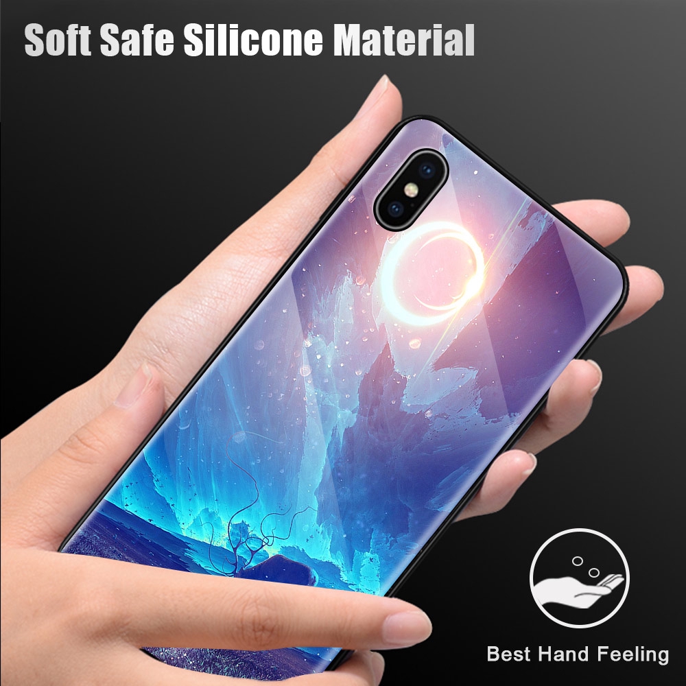 Ốp điện thoại tráng gương họa tiết bầu trời đầy sao cho Samsung J7 2019 J7Pro J7Prime J7Plus J8 2018