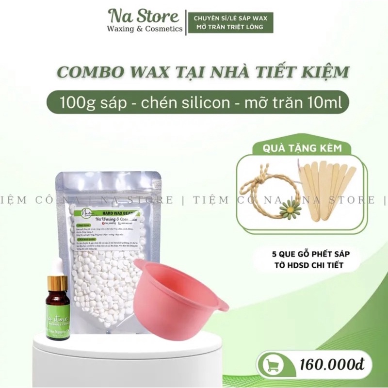 Combo Waxing Kèm Chén SILICON Sáp Wax và Mỡ 10ML