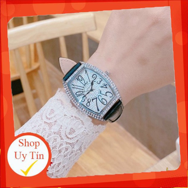 (Bảo hành 12 tháng) (Franck muller) Đồng hồ nữ Franck muller full đá, dây da cao cấp  - Frank muller