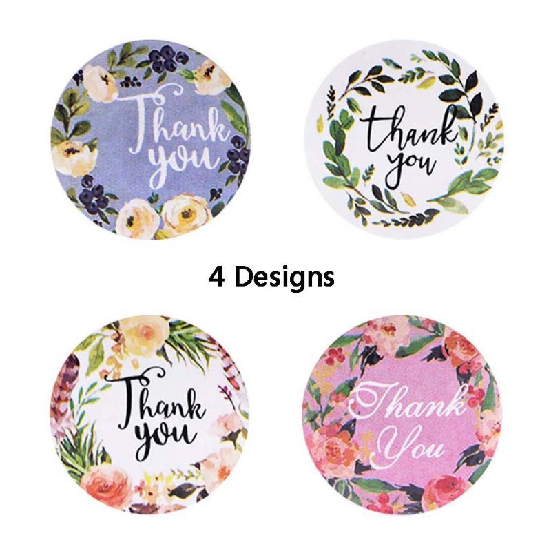 Cozyx 500pcs 4 Designs Floral Thank You Stickers Wedding Party Labels