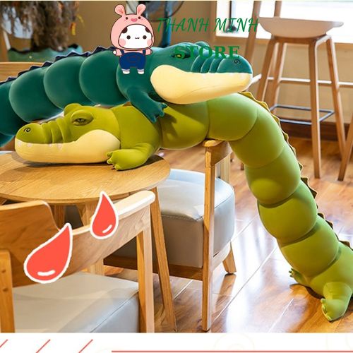 GỐi Ôm Cá Sấu Chúa Xanh - Gấu Bông Cá Sấu Sâu Dài Size Siêu To Vải Nhung Mịn Misino Hàn Quốc Cao Cấp
