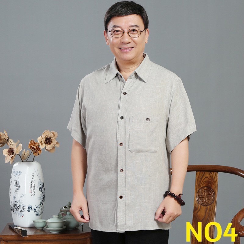 Áo Đũi Trung niên Nam phong cách , lịch lãm.Áo đũi Nam Mặc ở  nhà thoải mái mát mẻ cho bố .Chất đũi cao cấp Mã Áo ADTN