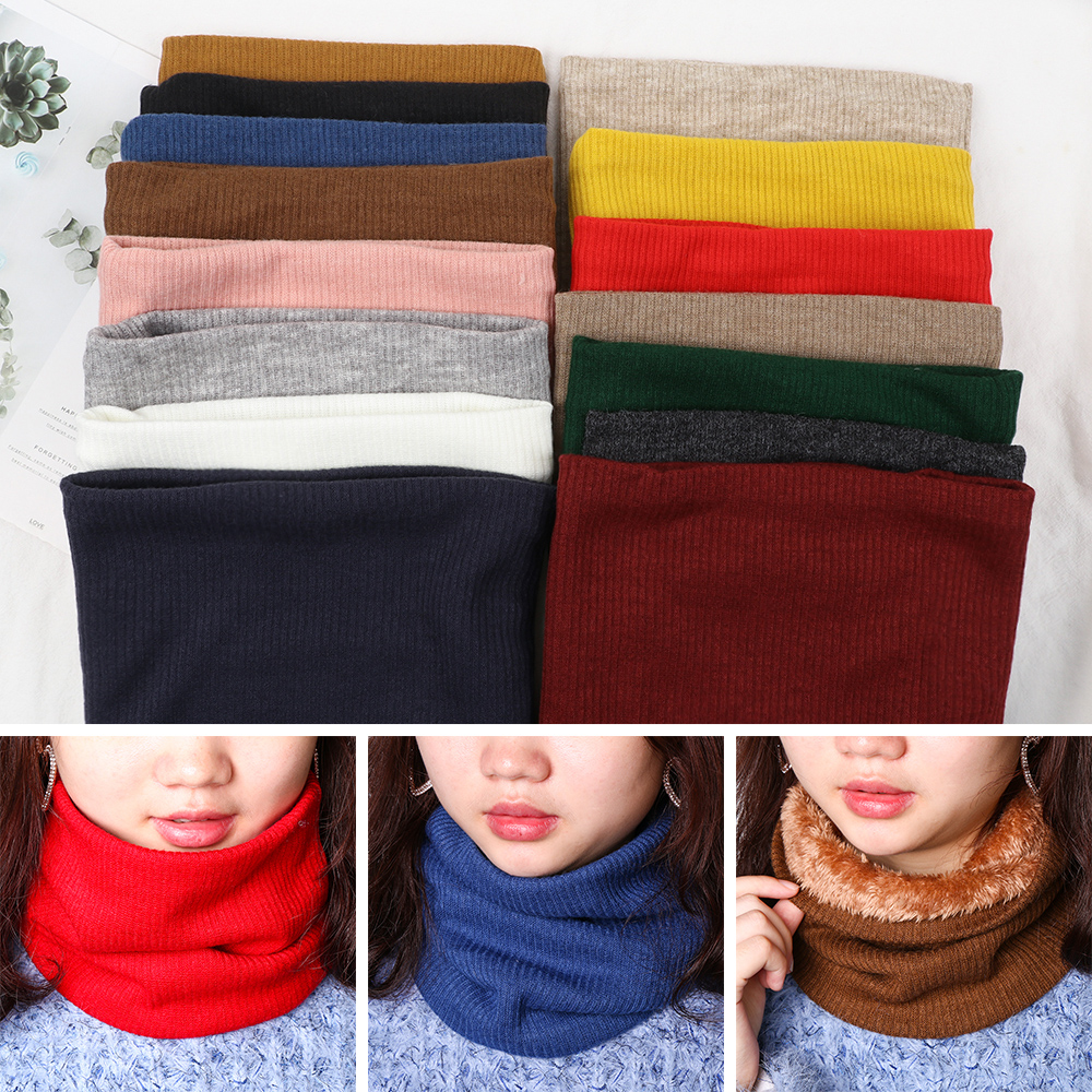 Khăn choàng cổ unisex dạng ống dệt kim vải nhung dày hai lớp giữ ấm trong mùa đông thời trang nhiều màu tùy chọn