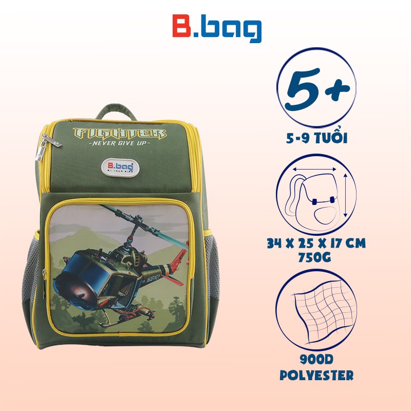 Balo B.bag Chống Gù Adventure Box-Fighter B-12-113 Xanh rêu cho bé