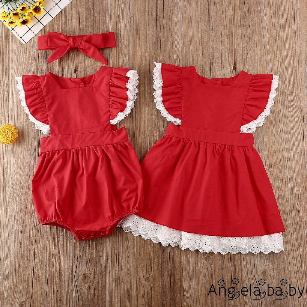 ⓗღ✯Christmas Big/Little Sister Matching Clothes Baby Girl Romper Dress Outfits