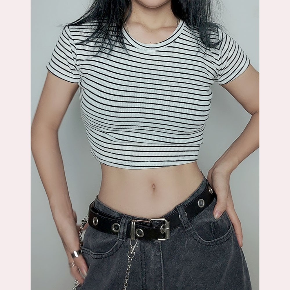 Áo crop top kẻ sọc ôm body RT004 | BigBuy360 - bigbuy360.vn