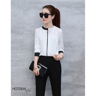 Áo sơ mi công sở ❣️FREESHIP❣️ Áo Kiểu Phối Màu bella - Hàng thiết kế chuẩn [ao nu dep]