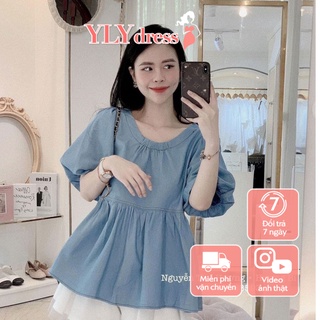 Set áo đũi xanh mix quần phối lưới freesize phom rộng dáng suông cực xinh - Set bộ đồ cộc tay mix quần sooc C271