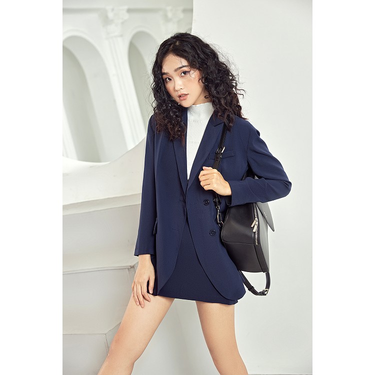 Áo vest nữ blazer công sở dáng dài vạt tròn 4 cúc VDW0411 - 92wear