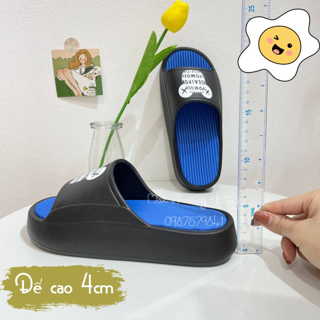 [Mã SKAMFSW175 giảm 10K đơn 50K] Dép nam nữ quai ngang bánh mì độn đế 5cm ullzang họa tiết 3D Gấu XX chất liệu EVA