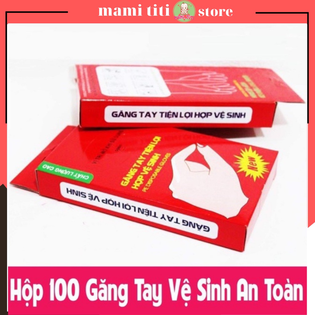 Găng tay nilon HỘP 100 chiếc dùng 1 lần tiện lợi hợp vệ sinh