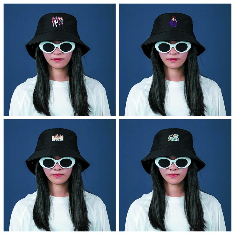 Mũ bucket in hình BTS JISOO LISA NCT TAEYEON SEHUN nón đen đi học đi chơi thời trang