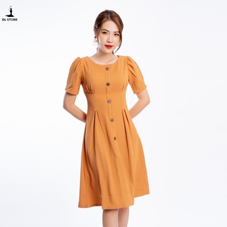 🔥 [ HÀNG THIẾT KẾ+ SALE SẬP SÀN] 🔥 🔥ĐẦM NỮ CỔ TRÒN PHỐI NÚT, thời trang thiết kế DL store VA02