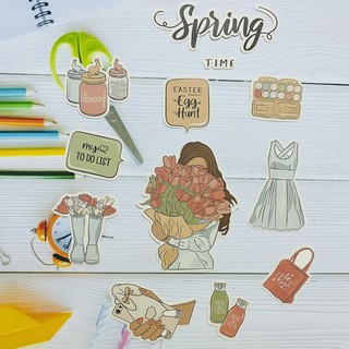[Twins Plus] Sticker phong cách mùa xuân dán trang trí laptop, máy tính bỏ túi, vali, điện thoại, đàn ghita, h