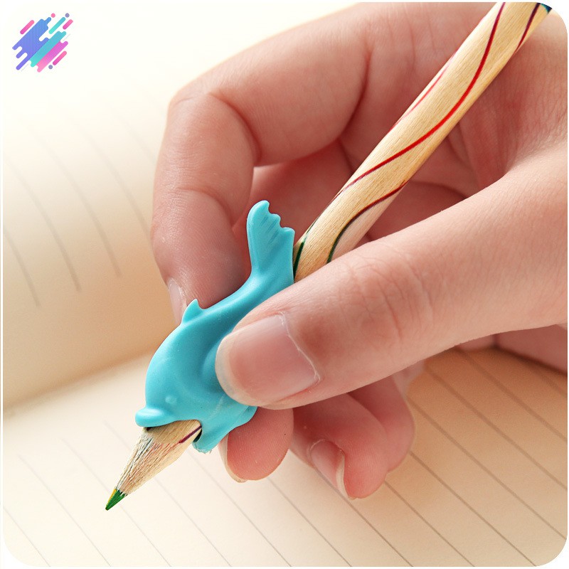 Set 5 đồ bọc bút chì silicon hình cá heo để bé cầm bút đúng cách