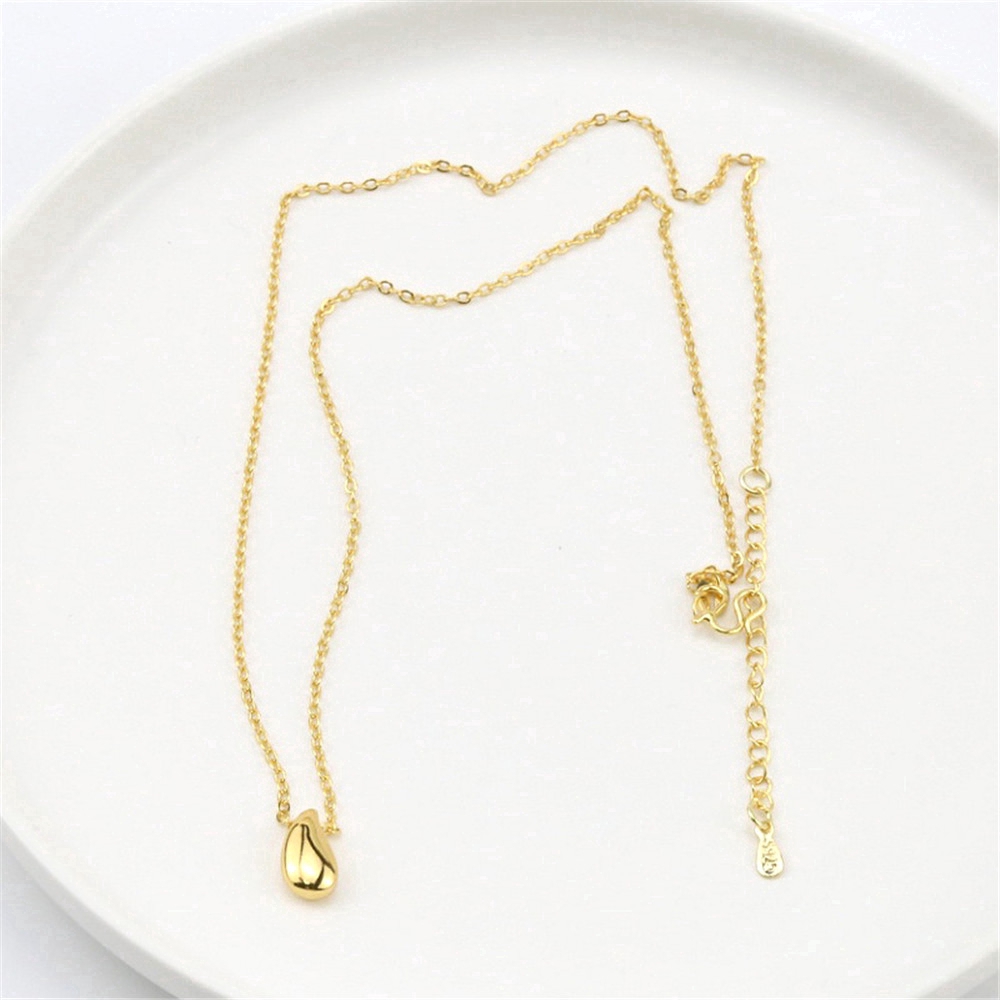 Korea woman simple waterdrop pendant necklace gold 925 silver Clavicle chain jewelry