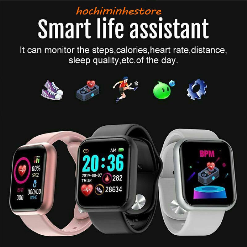 Đồng hồ thông minh Y68 với Bluetooth, Bake Fitness, Đồng hồ thể thao Gio và Màn hình tần số thẻ Aca