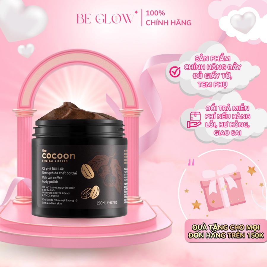 Tẩy da chết cà phê Cocoon dành cho cơ thể 200ml - Be Glow Beauty