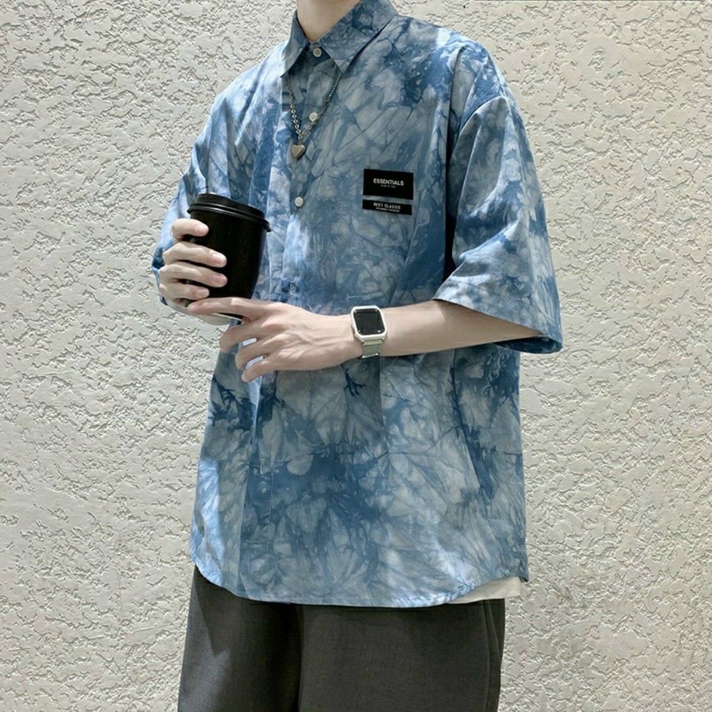 Áo sơ mi loang màu Essential nổi bật độc đáo họa tiết dark sky giá rẻ chất lượng xu hướng giới trẻ hiện nay