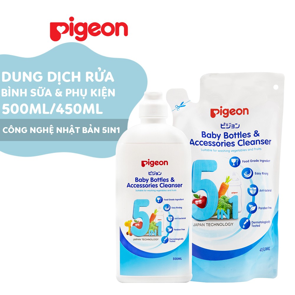 Dung dịch súc rửa bình sữa & phụ kiện Pigeon 450ml