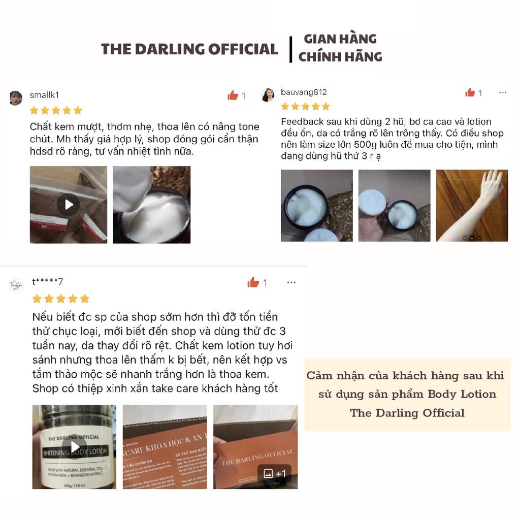 Kem Dưỡng Trắng Cấp Ẩm Body Lotion Bật Tone - The Darling Offcial