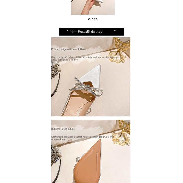 Giày Cao Gót Mũi Nhọn Đính Đá Thời Trang Sang Trọng Cho Nữ