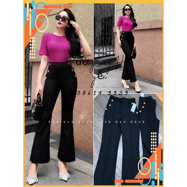 Quần Tây loe lưng cao phối cúc xịn mã 401